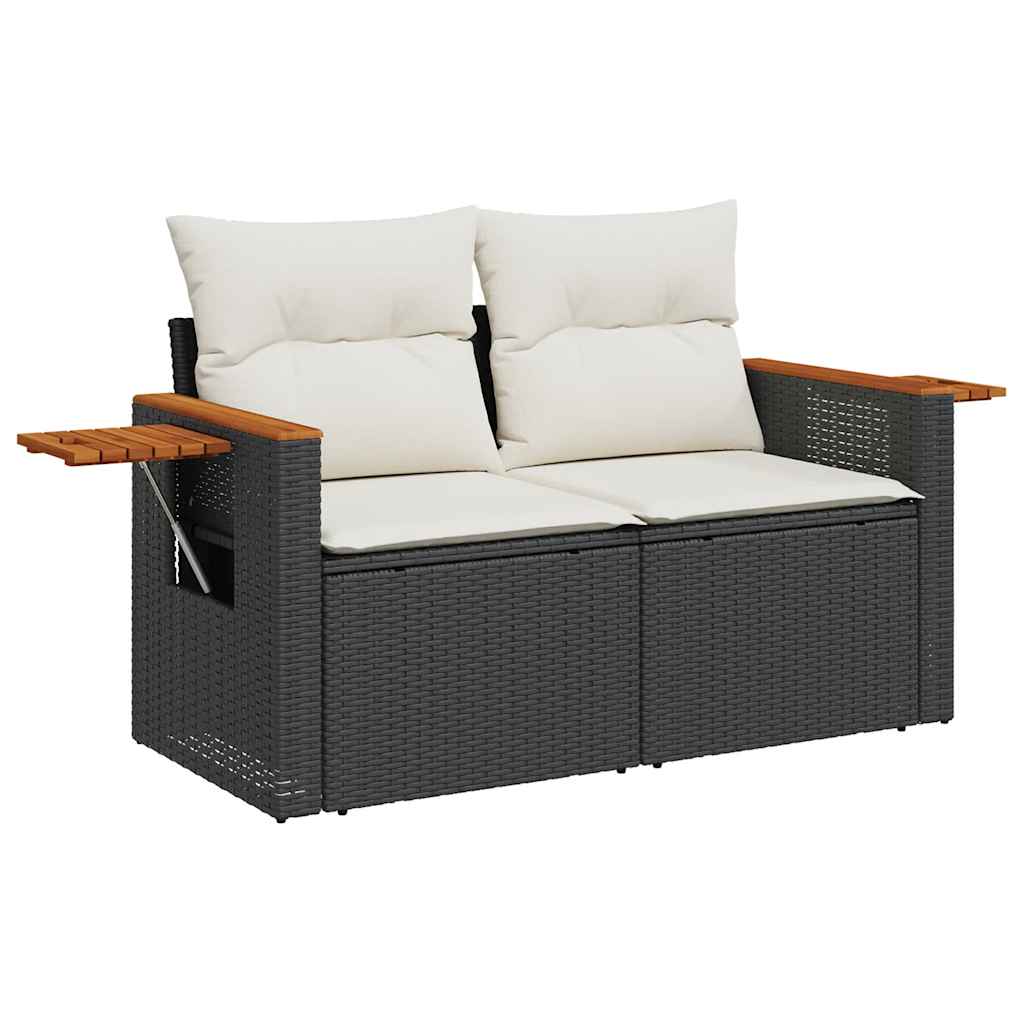 Set Divani da Giardino con Cuscini 7pz Nero Polyrattan | homemem39