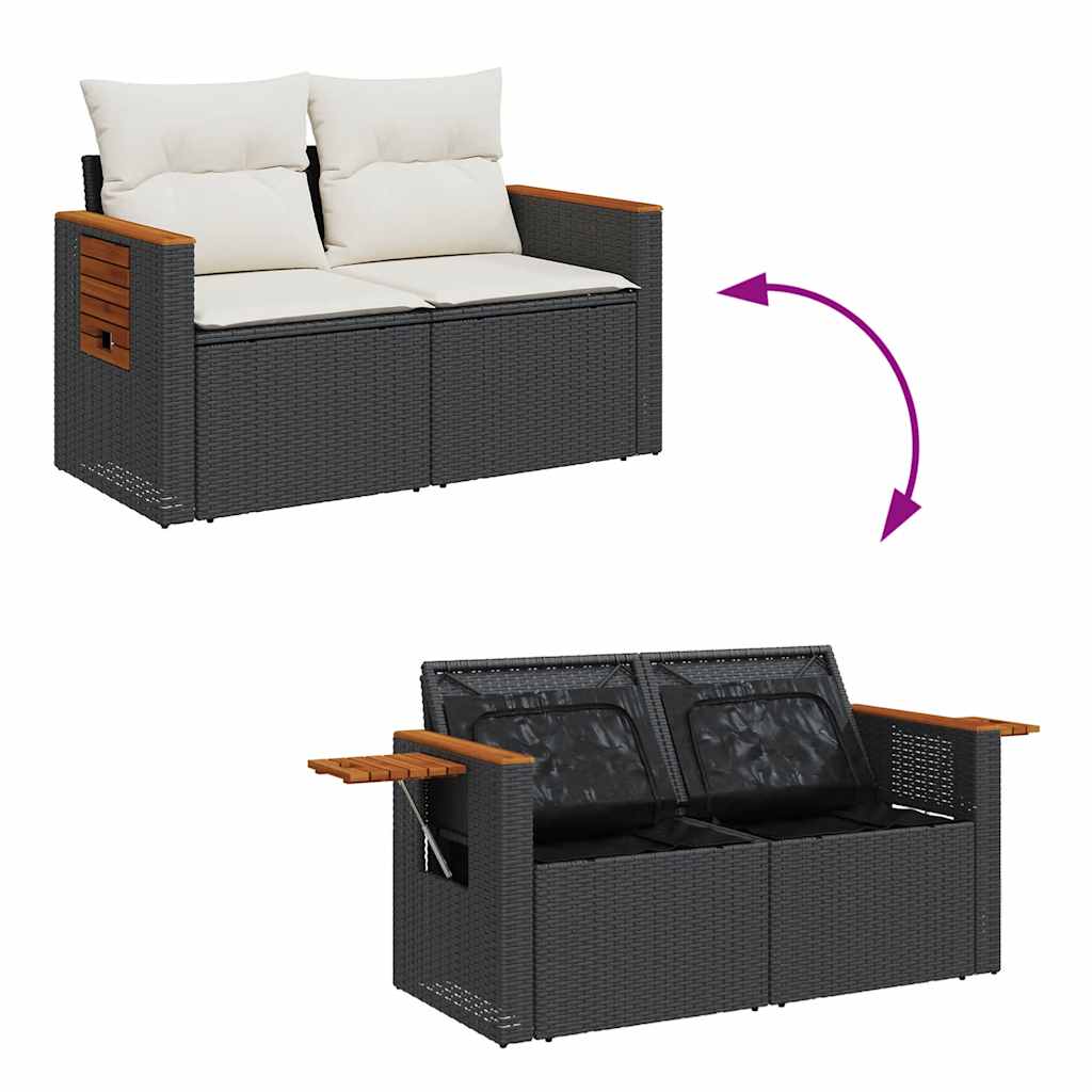 Set Divani da Giardino con Cuscini 7pz Nero Polyrattan | homemem39