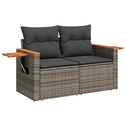 Set Divani da Giardino 7 pz con Cuscini Grigio in Polyrattan | homemem39