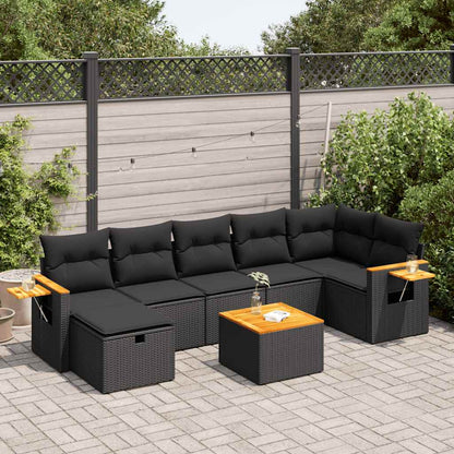 Set Divani da Giardino con Cuscini 8 pz Nero in Polyrattan | homemem39