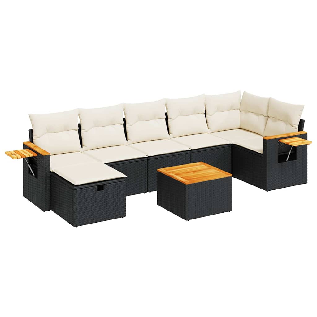 Set Divani da Giardino con Cuscini 8 pz Nero in Polyrattan | homemem39