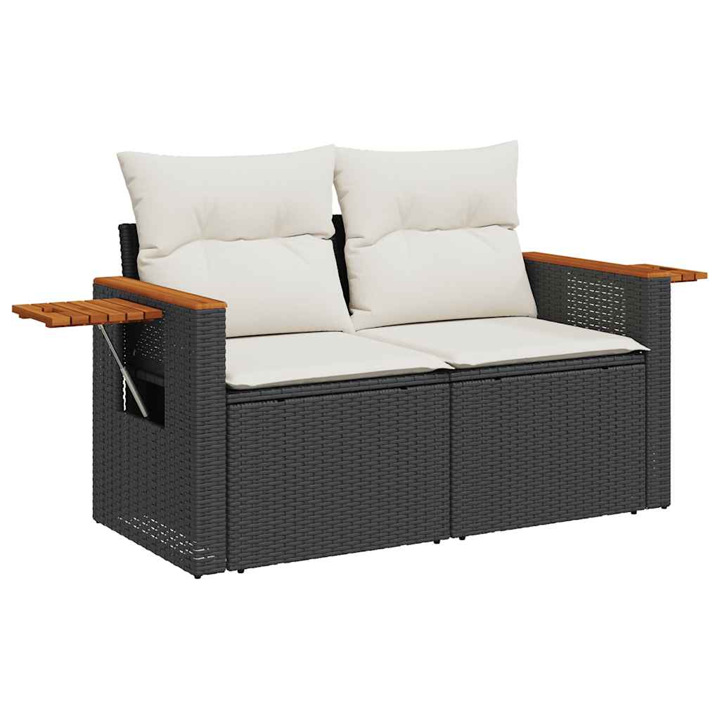 Set Divani da Giardino con Cuscini 8 pz Nero in Polyrattan | homemem39