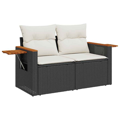 Set Divani da Giardino con Cuscini 8 pz Nero in Polyrattan | homemem39