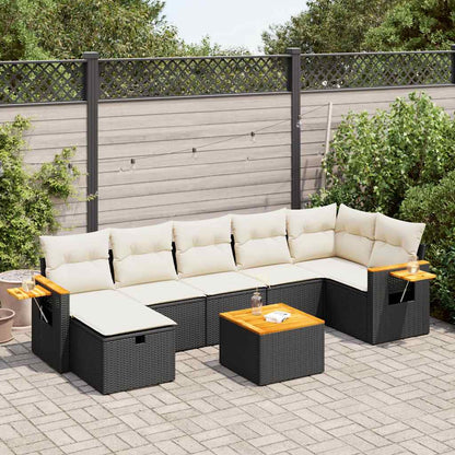 Set Divani da Giardino con Cuscini 8 pz Nero in Polyrattan | homemem39