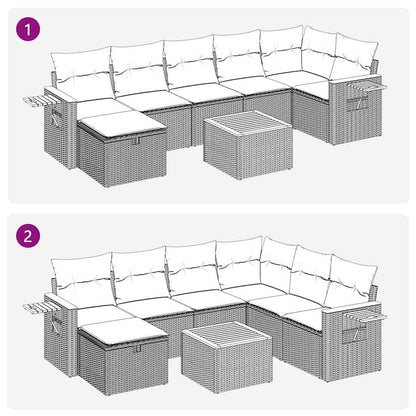 Set Divani da Giardino con Cuscini 8 pz Nero in Polyrattan | homemem39