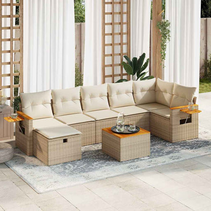 Set Divano da Giardino 8 pz con Cuscini Beige in Polyrattan | homemem39