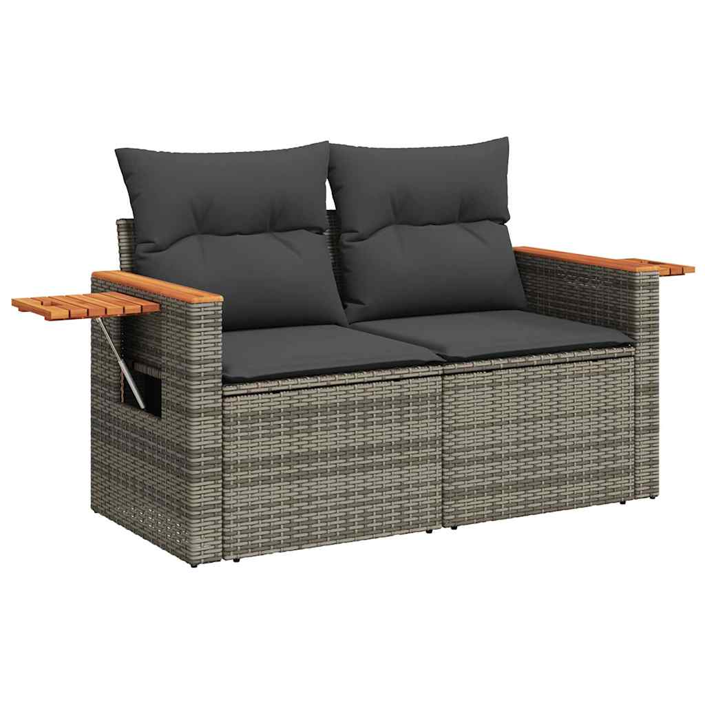 Set Divano da Giardino 8 pz con Cuscini Grigio in Polyrattan | homemem39