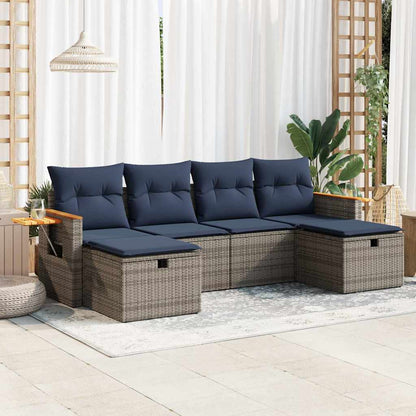 Set Divano da Giardino 6 pz con Cuscini Grigio in Polyrattan | homemem39