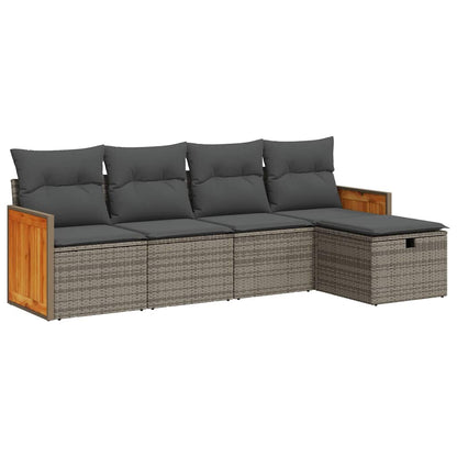 Set Divano da Giardino 5 pz con Cuscini Grigio in Polyrattan | homemem39