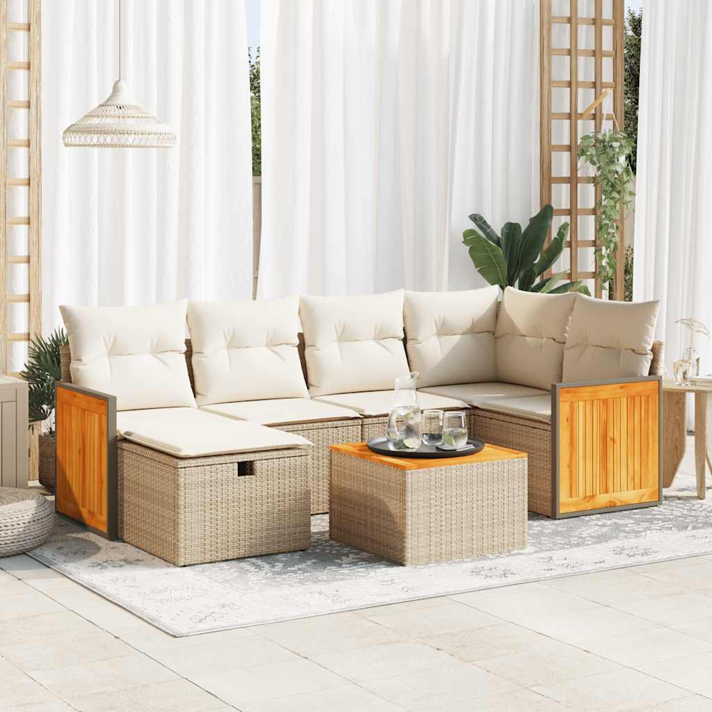 Set Divani da Giardino 7 pz con Cuscini in Polyrattan