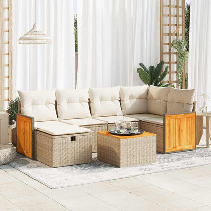 Set Divani da Giardino 7 pz con Cuscini in Polyrattan