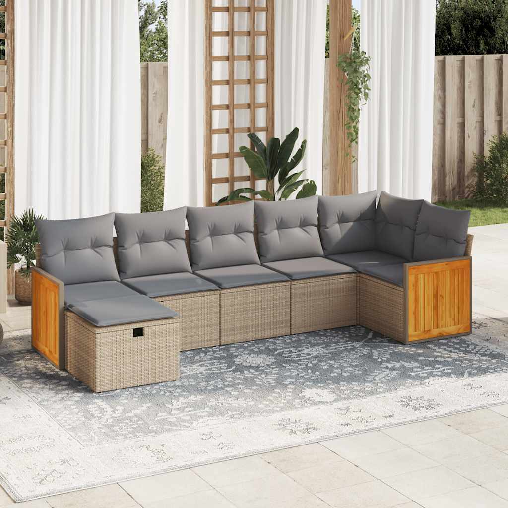 Set Divani da Giardino 7 pz con Cuscini in Polyrattan