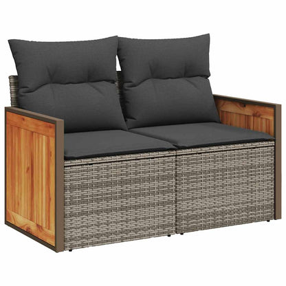 Set Divani da Giardino 7 pz con Cuscini Grigio in Polyrattan | homemem39