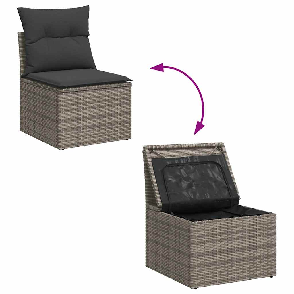 Set Divani da Giardino 7 pz con Cuscini Grigio in Polyrattan | homemem39