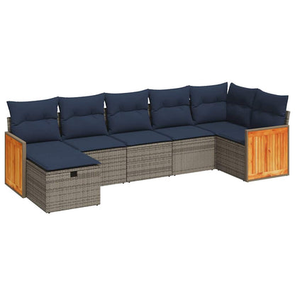Set Divani da Giardino 7 pz con Cuscini Grigio in Polyrattan | homemem39