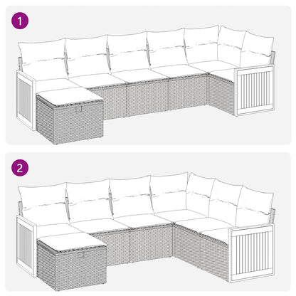 Set Divani da Giardino 7 pz con Cuscini Grigio in Polyrattan | homemem39