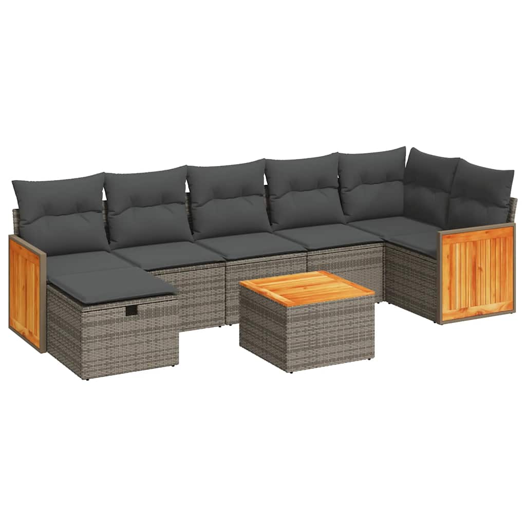 Set Divano da Giardino 8 pz con Cuscini Grigio in Polyrattan | homemem39