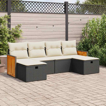 Set Divano da Giardino 6 pz con Cuscini Nero in Polyrattan - homemem39