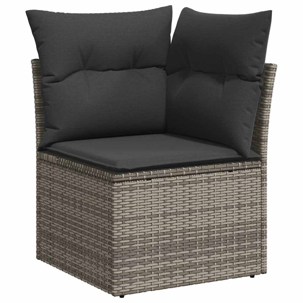 Set Divano da Giardino 10 pz con Cuscini Grigio in Polyrattan | homemem39