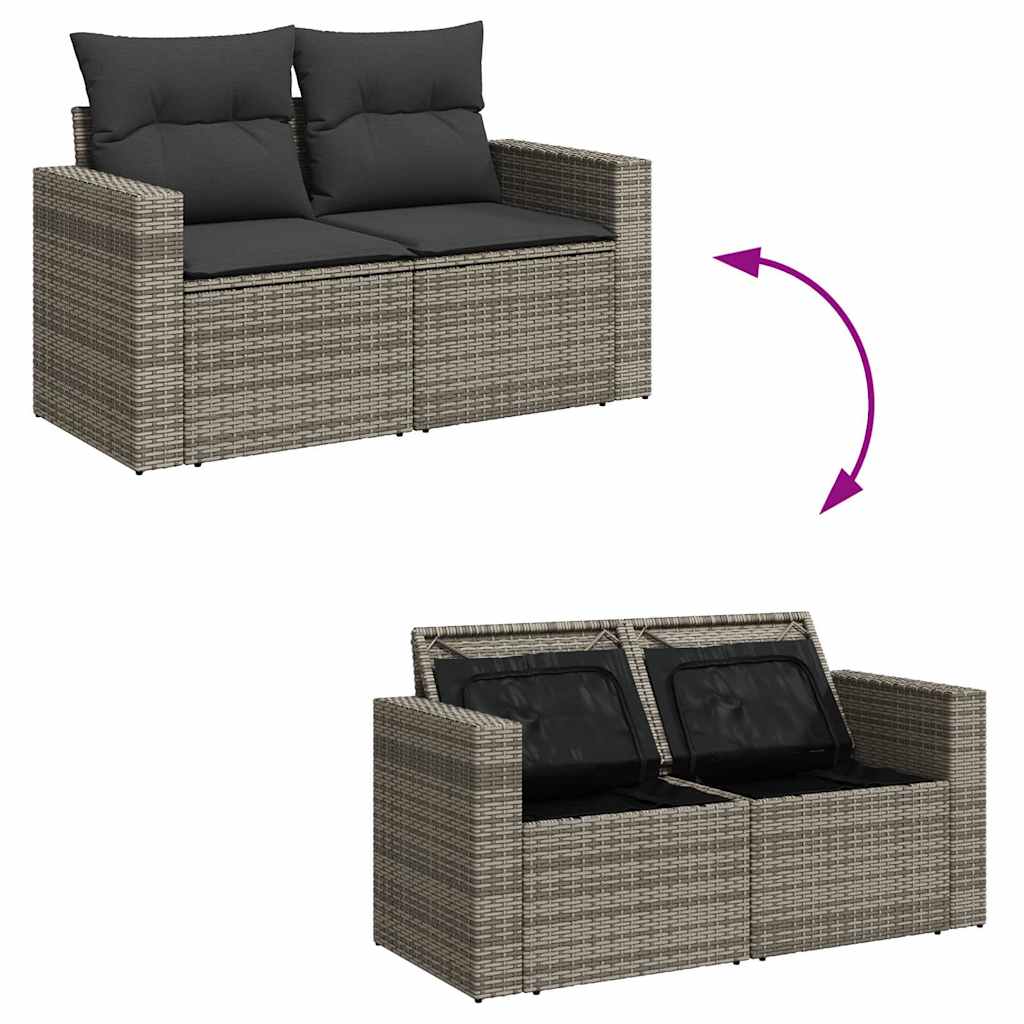 Set Divano da Giardino 10 pz con Cuscini Grigio in Polyrattan | homemem39