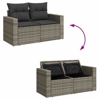 Set Divano da Giardino 10 pz con Cuscini Grigio in Polyrattan | homemem39