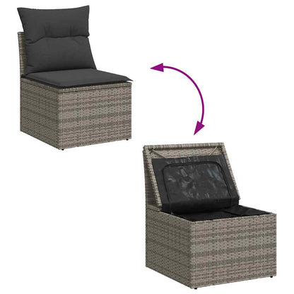 Set Divano da Giardino 10 pz con Cuscini Grigio in Polyrattan | homemem39