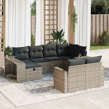 Set Divano da Giardino 10 pz con Cuscini Grigio in Polyrattan | homemem39