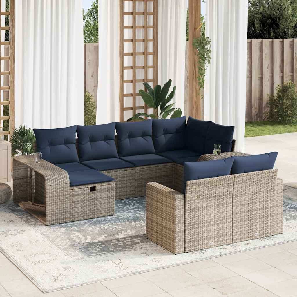 Set Divano da Giardino 10 pz con Cuscini Grigio in Polyrattan | homemem39