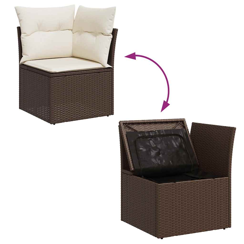 Set Divani da Giardino 11 pz con Cuscini Polyrattan Marrone - homemem39