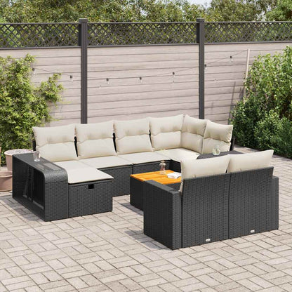 Set Divani da Giardino 11 pz con Cuscini in Polyrattan Nero