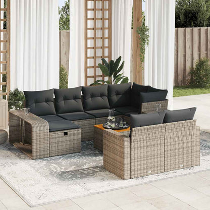 Set Divani da Giardino 11 pz con Cuscini in Polyrattan Grigio | homemem39
