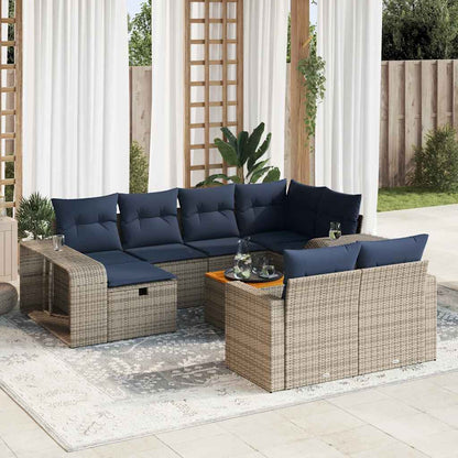 Set Divani da Giardino 11 pz con Cuscini in Polyrattan Grigio | homemem39