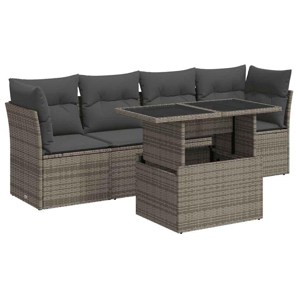 Set Divano da Giardino 5 pz con Cuscini Grigio in Polyrattan - homemem39