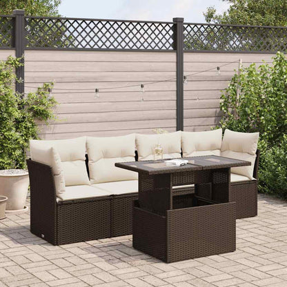 Set Divano da Giardino 5 pz con Cuscini Marrone in Polyrattan - homemem39