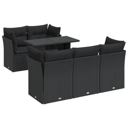 Set Divano da Giardino 6 pz con Cuscini Nero in Polyrattan | homemem39