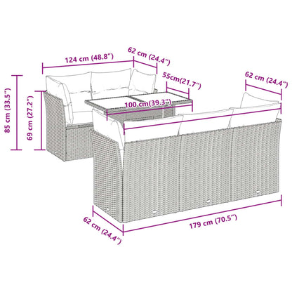 Set Divano da Giardino 6 pz con Cuscini Nero in Polyrattan | homemem39