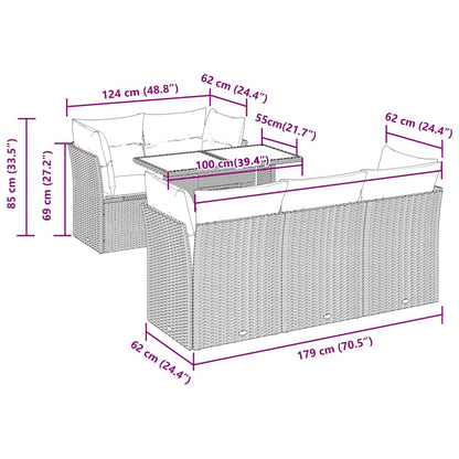 Set Divano da Giardino 6 pz con Cuscini Nero in Polyrattan | homemem39