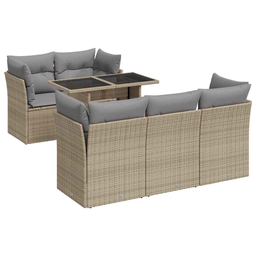 Set Divano da Giardino 6 pz con Cuscini Beige in Polyrattan | homemem39