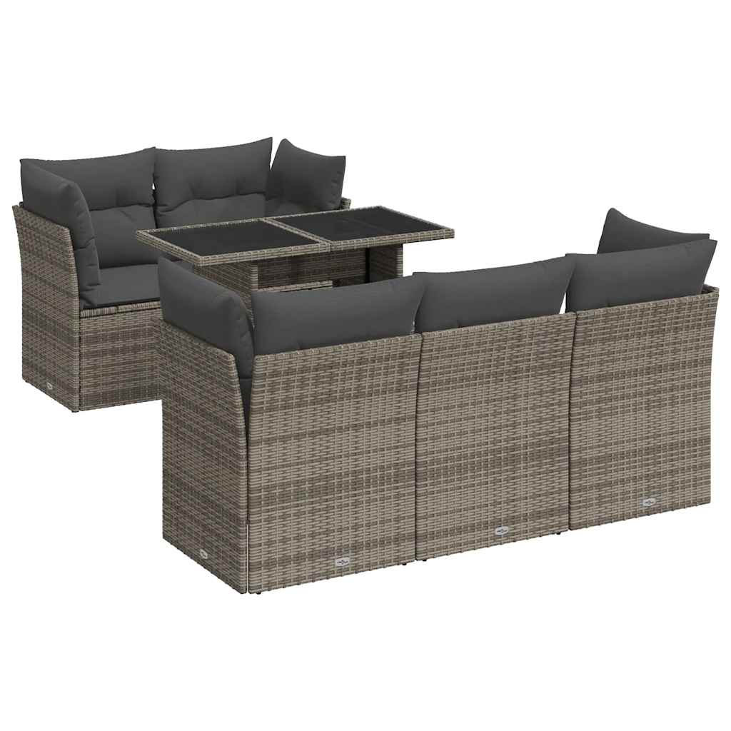 Set Divano da Giardino 6 pz con Cuscini Grigio in Polyrattan | homemem39