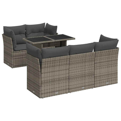 Set Divano da Giardino 6 pz con Cuscini Grigio in Polyrattan | homemem39