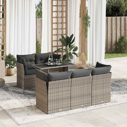 Set Divano da Giardino 6 pz con Cuscini Grigio in Polyrattan - homemem39