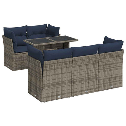 Set Divano da Giardino 6pz con Cuscini Grigio Polyrattan Acacia | homemem39