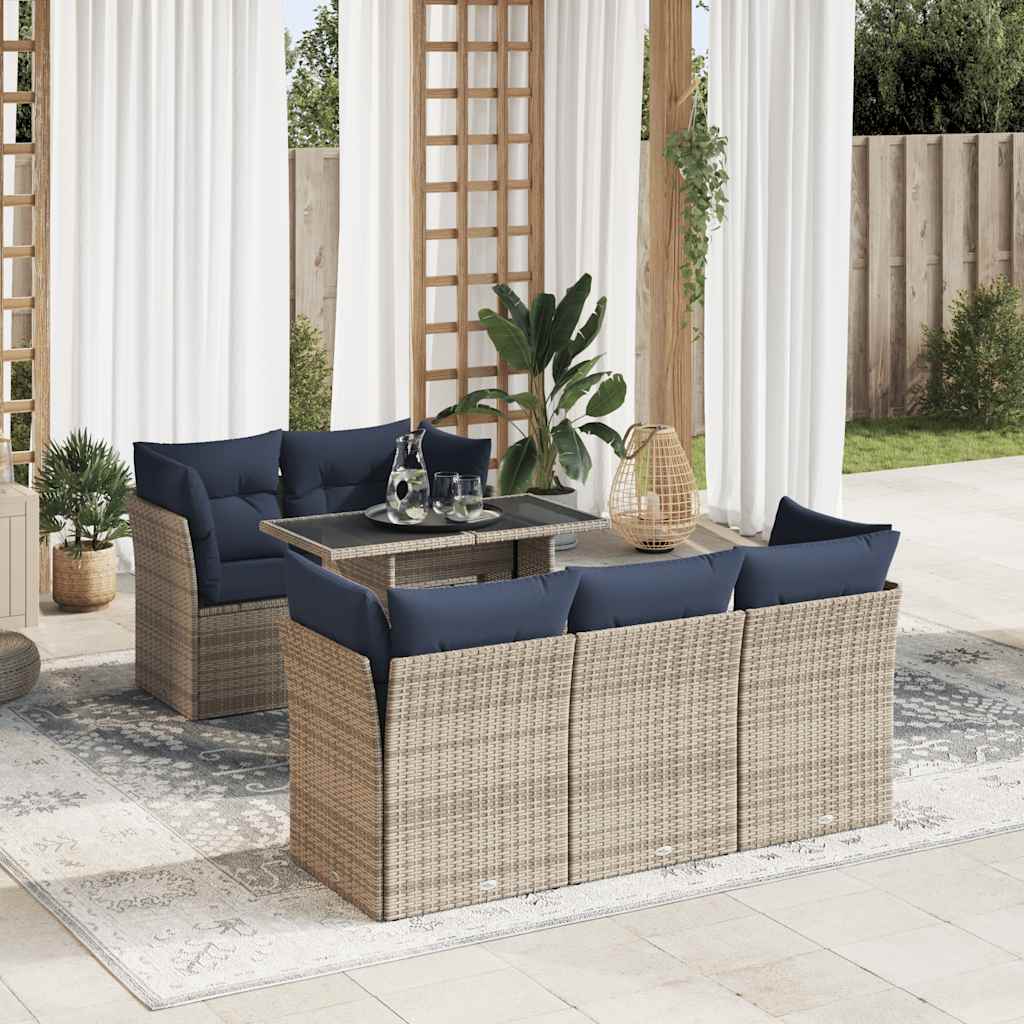 Set Divano da Giardino 6pz con Cuscini Grigio Polyrattan Acacia - homemem39