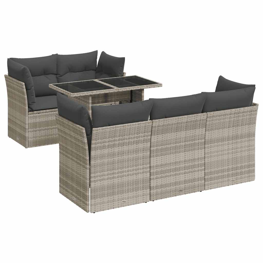 Set Divano da Giardino 6pz con Cuscini Grigio Chiaro Polyrattan - homemem39