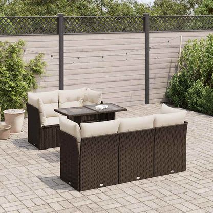 Set Divano da Giardino 6 pz con Cuscini Marrone in Polyrattan - homemem39