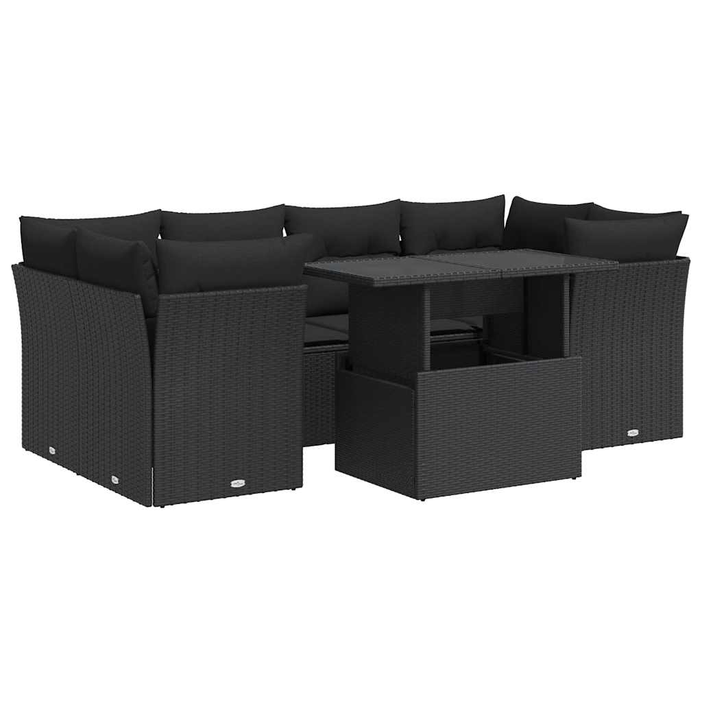 Set Divani da Giardino con Cuscini 7pz Nero Polyrattan - homemem39