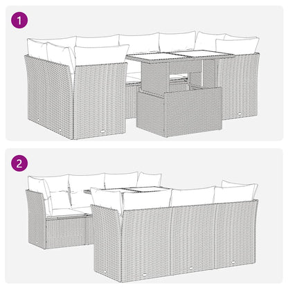 Set Divani da Giardino con Cuscini 7pz Nero Polyrattan | homemem39