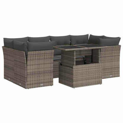 Set Divani da Giardino 7 pz con Cuscini Grigio in Polyrattan