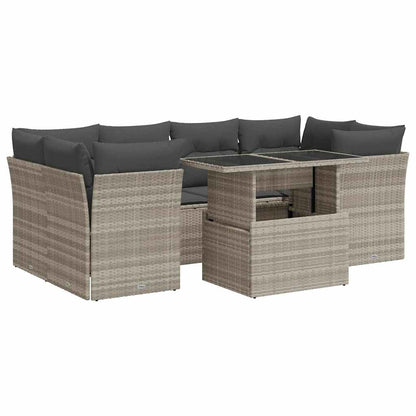Set Divani da Giardino 7pz con Cuscini Grigio Chiaro Polyrattan | homemem39