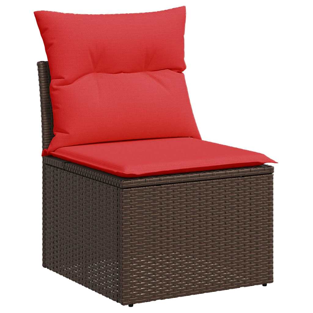 Set Divani Giardino 7 pz con Cuscini Marrone Polyrattan Acacia - homemem39